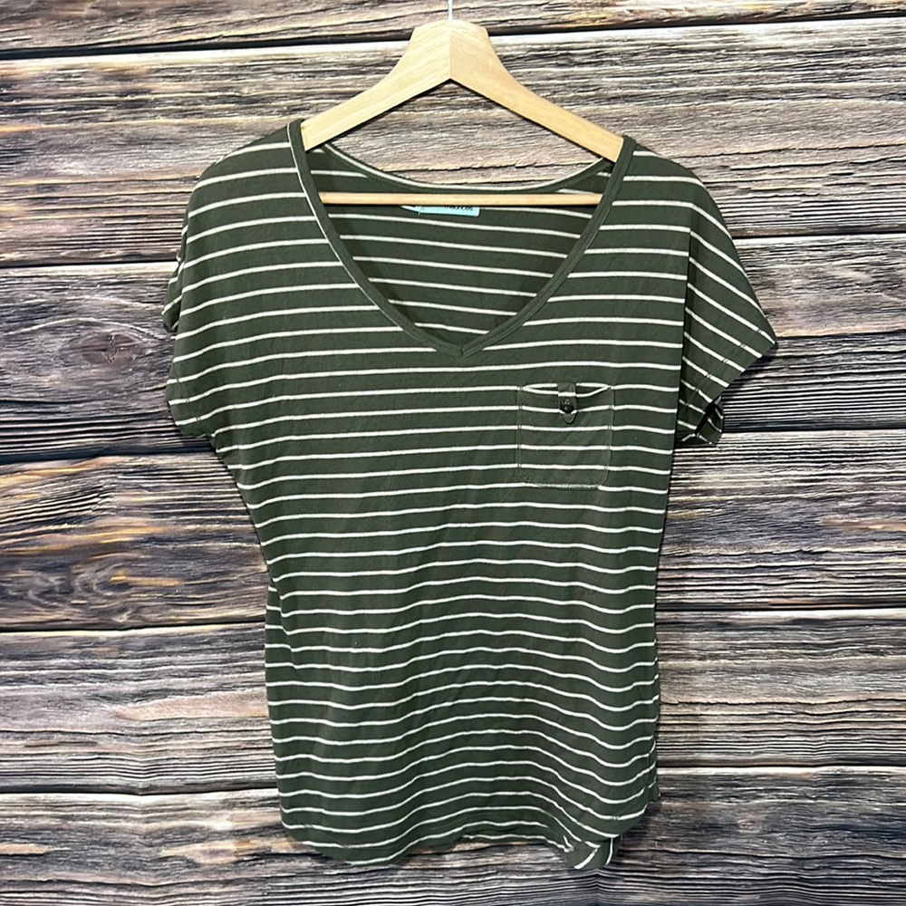 Maurice’s Green Striped V-Neck
